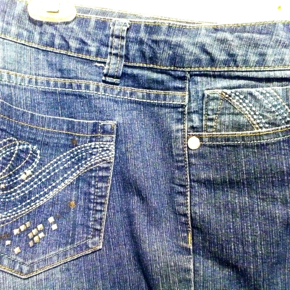 Blue IDentity Capri Jeans  Opaque Button Zipper Closure Size 10 - Picture 2 of 7